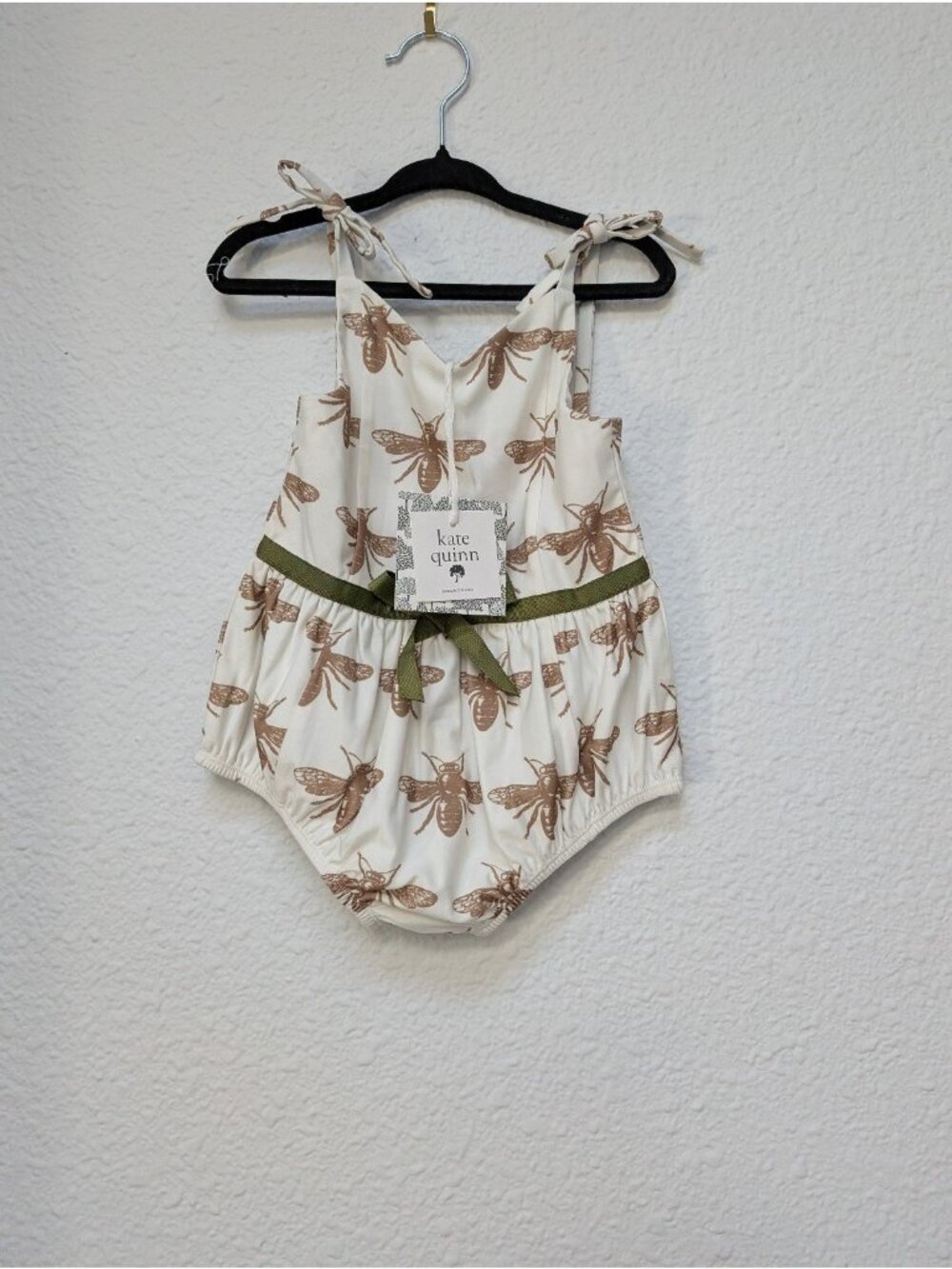 Kate Quinn Swimwear 3T Fennel Bees Skinny Bow Bubble One Piece Swimsuit